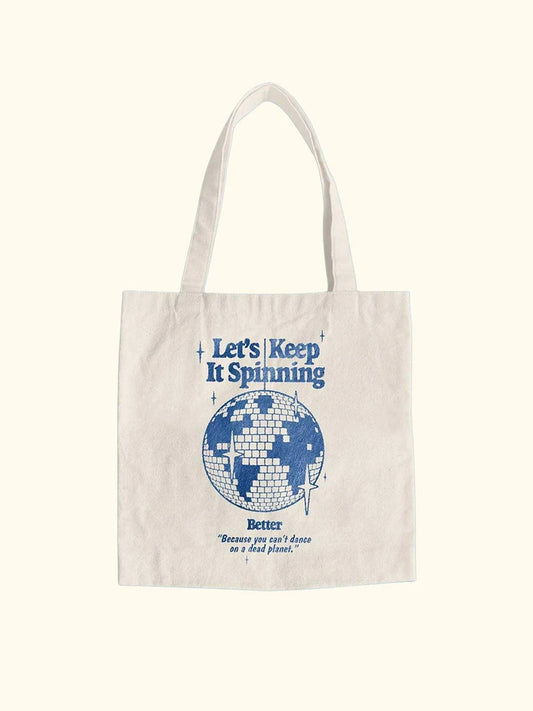 Let's Keep It Spinning Organic Canvas Tote
