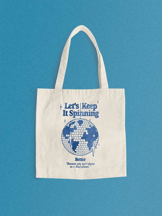 Let's Keep It Spinning Organic Canvas Tote